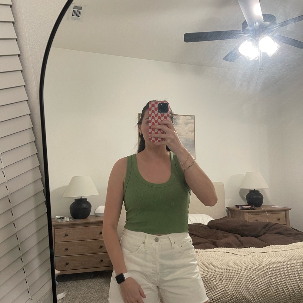 Abercrombie & Fitch Olive Green Ribbed Tank Top